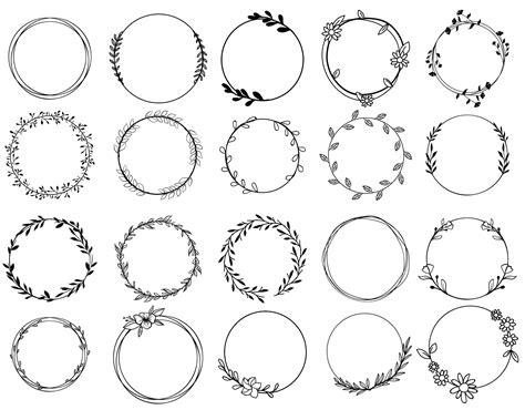 Circle Svg Bundle Floral Wreath Monogram Frame And More