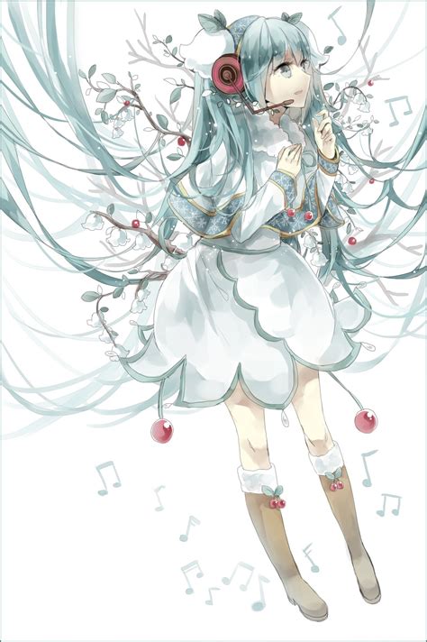 Vocaloid Hatsune Miku Flowers Ribbon Headphones Sheet Branch
