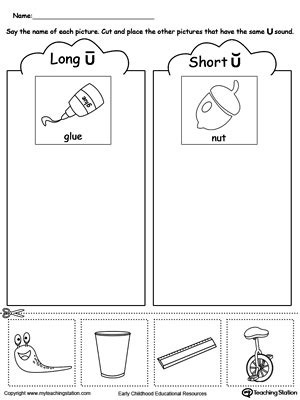 Worksheet will open in a new window. Short and Long Vowel U Picture Sorting | MyTeachingStation.com