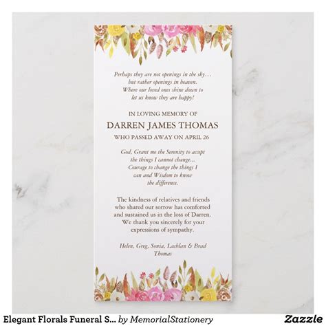 Funeral Thank You Cards Elegant Florals 1 Funeral