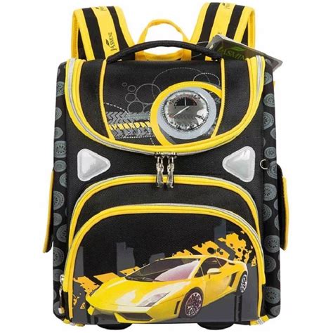 New Primary Boys Car Backpack School Bag Cartoon Race Car Orthopedic