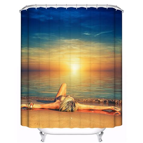 New Design 180x180cm Sexy Shower Curtain Polyester Waterproof Fabric