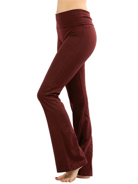 Thelovely Womens And Plus Stretch Cotton Foldover Waist Bootleg Workout Yoga Pants Dk Rust M