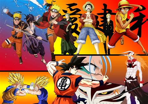 Dragon ball z has the most action because it is almost endless fighting. Naruto Bleach One piece Dragonball z wallpaper by ...