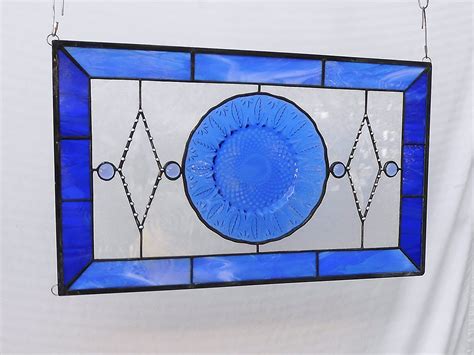 Ooak Stained Glass Panel Vintage Avon Plate Stained Glass Transom Window Antique