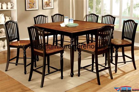 9 Piece Maywille Counter Height Dining Set in Black & Antique Oak - USA ...