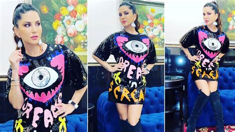 Sunny Leone Is Party Ready In Her Quirky T Shirt Dress And Those Hot