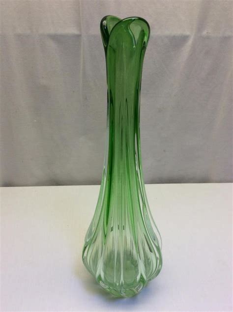 Auction Ohio Tall Green Glass Vase