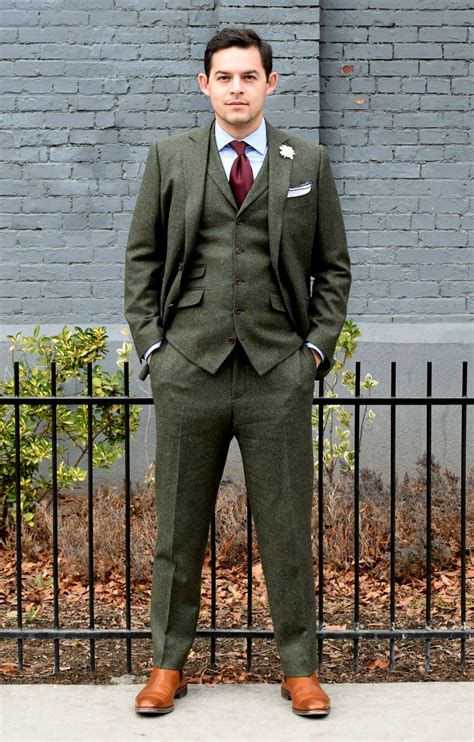 Tailor Cooperative Mens Fashion Suits Green Suit Men Tweed Wedding