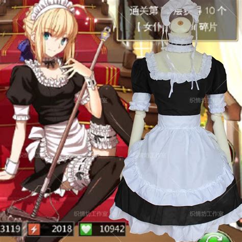 Japanese Anime Fatestay Night Zero Saber Cosplay Costume Clothes Maid