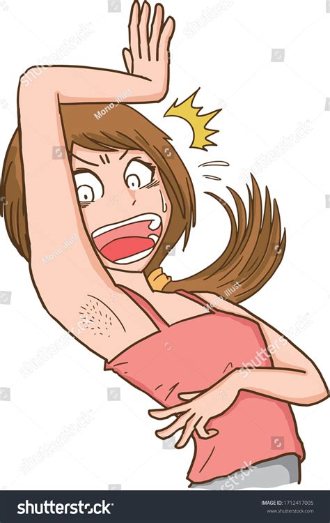 Illustration überraschter Frauen Mit Unrasierter Armpit Hair Stock Vektorgrafik Lizenzfrei