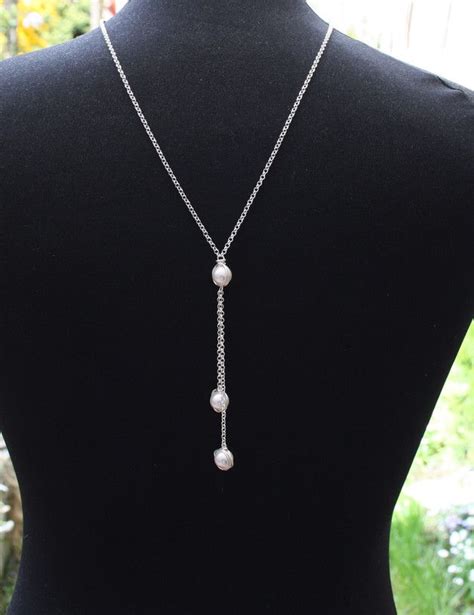 Rückenkette Perlen 999 Feinsilber Brautschmuck Perlenkette