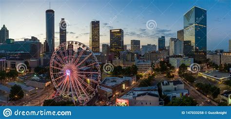 City Of Atlanta Skyline At Sunrise Editorial Stock Photo Image Of