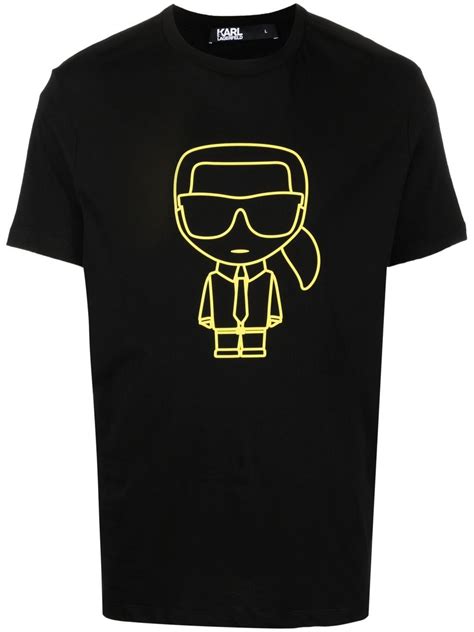 Karl Lagerfeld Men S Outline Karl Character Short Sleeve Crew Neck T Shirt In Black ModeSens
