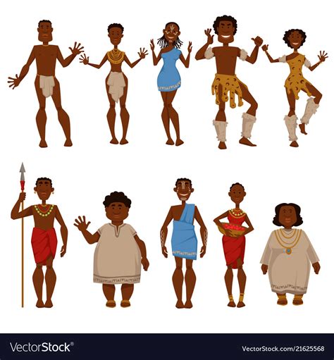 African Native Tribe People Characters Royalty Free Vector