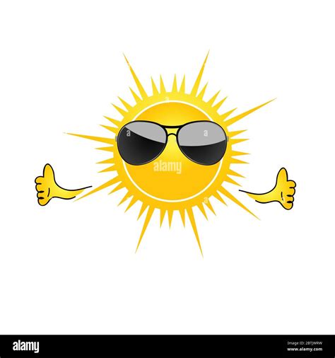 Sun With Sunglass Cartoon Art Vector Stock Vector Image And Art Alamy