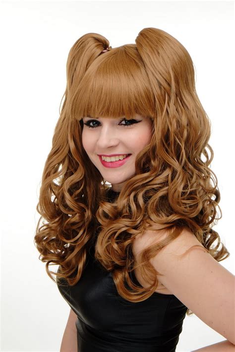 Lady Cosplay Quality Wig Removable Ponytails Pigtails Curled Bangs