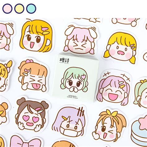 45 Cute Kawaii Girl Stickers Kawaii Girl Stickers For Bujo And Planners Japanese And Korean