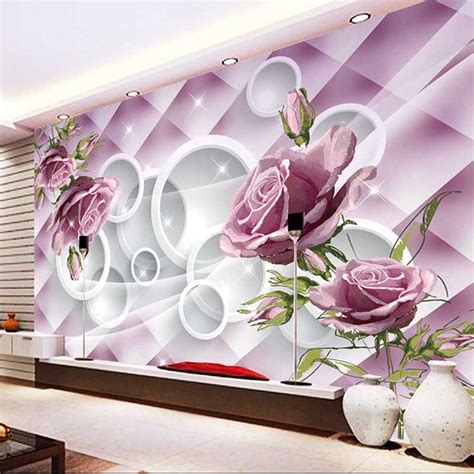 Photo Customize Size 3d Rose Flowers Mural Wallpaper