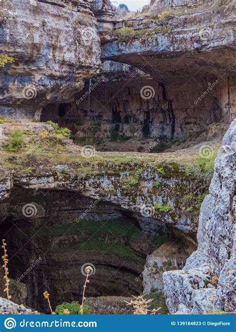 Baatara Gorge Waterfall Tannourine Lebanon Stock Image Image Of
