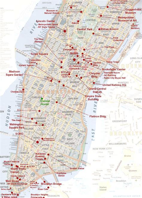 Manhattan Sehenswürdigkeiten Karte Gold Karte
