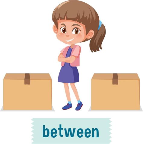 Preposition Of Place With Cartoon Girl And A Box 6242368 Vector Art At