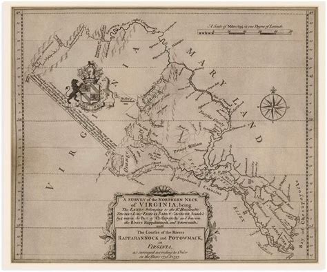 1747 Northern Neck Of Virgina Map Print Northern Virginia Etsy