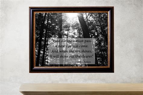 Even Darkness Must Pass Jrr Tolkien Black And White Quote Etsy
