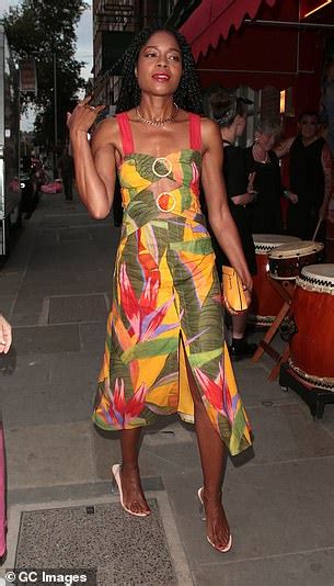 Naomie Harris Wows In Colourful Print Midi Dress Daily Mail Online