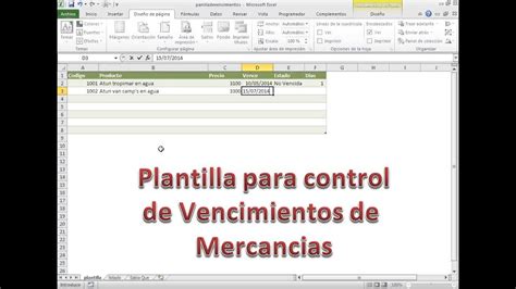 Plantilla Para Controlar Vencimientos De Mercancias Con Excel 2010