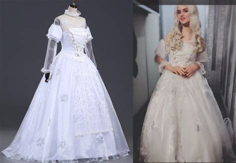 Alice In Wonderland White Queen Cosplay Costume Dress Costume Party World