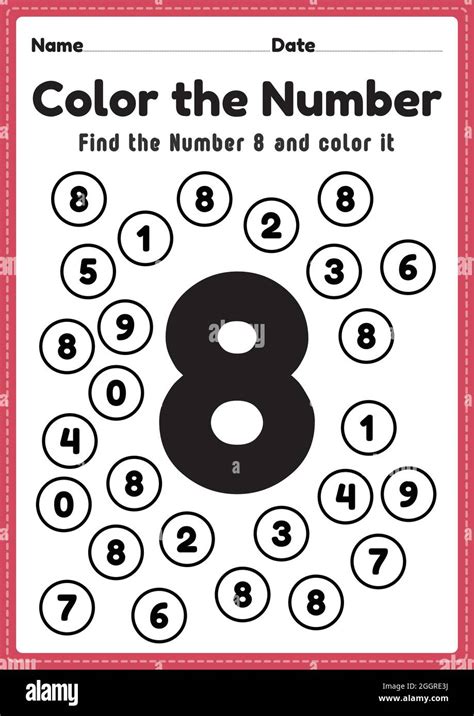 Number Worksheets For Kindergarten Number 8 Coloring Math Activities