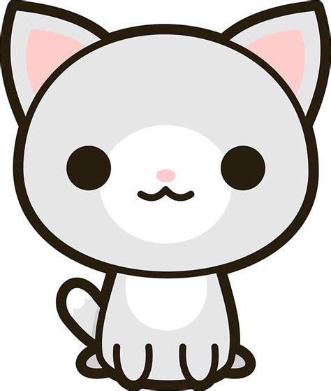 Kawaii Grey And White Cat Sticker By Peppermintpopuk Gambar Kawaii
