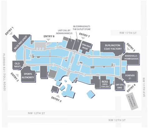 Dolphin Mall Mall Map Miami Shopping Retail Architecture Interior