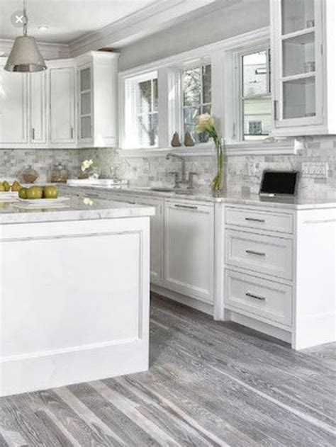 White Kitchen Cabinets Wood Tile Floor Lindatanner