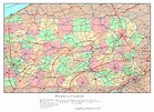Large detailed administrative map of Pennsylvania state with roads ...