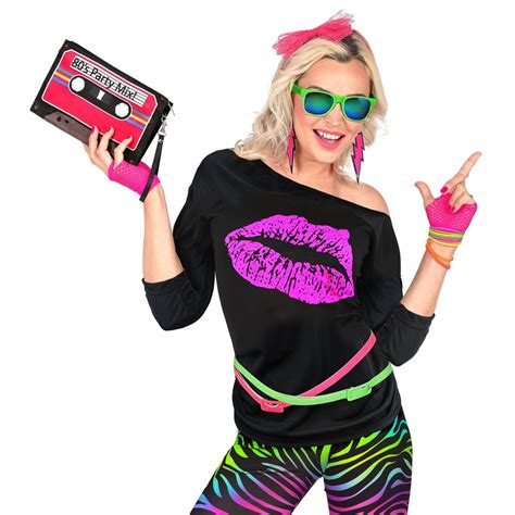 Neon 80s Shirt Dames Partywinkel