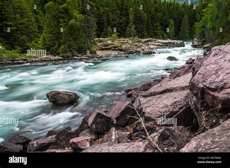 Flathead River Rapids In Glacier National Park Montana Stock Photo Alamy