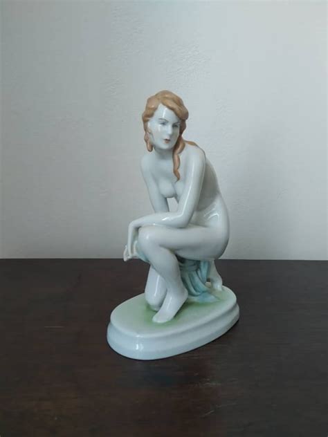 Zsolnay Vintage Nude Sitting Lady Porcelain Figurine Etsy Ireland