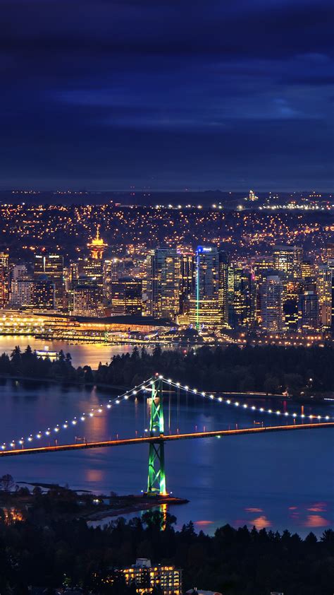 Vancouver Downtown Night Cityscape 4k Wallpapers Hd