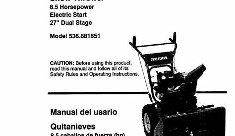 Craftsman 8-5 Hp Snow Blower Manual