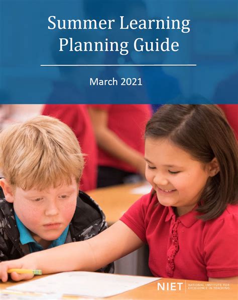 Summer Learning Planning Guide Niet National Institute For