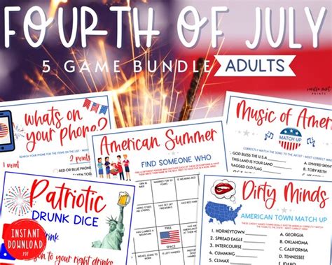 Fourth Of July Game Adults Only Bundle Printable Etsy Hot Sex Picture
