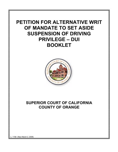 Petition For Alternative Writ Of Mandate To Set Aside Suspension Of