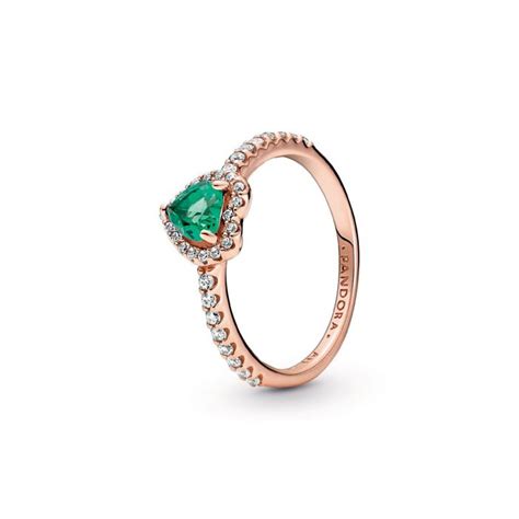 Green Sparkling Elevated Heart Ring Pandora Rose™ Pandora