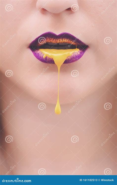 Lipstick Dripping Paint Drips Lipgloss Dripping From Sexy Lips Liquid Gold Metallic Paint