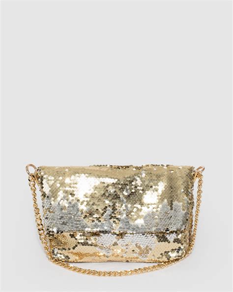 Sequin Foldover Gold Clutch Bag Colette By Colette Hayman