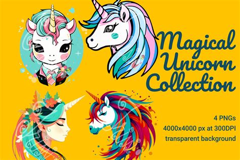 Magical Unicorn Collection 300 Dpi Pngs Graphic By Imperfectirissio