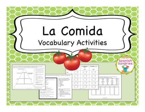 Spanish Food Comida Vocabulary Activities Teaching Resources