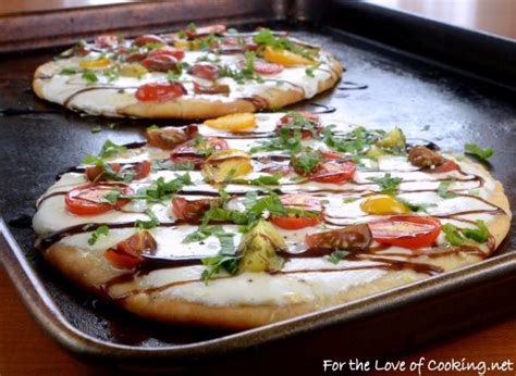 Caprese Flatbread Pizza With Balsamic Glaze For The Love Of Cooking